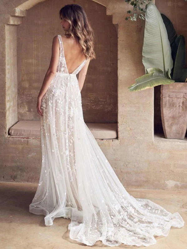 Blush Pink Wedding Dresses Straps Tulle Lace Applique Sweep Train Plus Size Wedding Bridal Ball Gown Vestido de novia 03