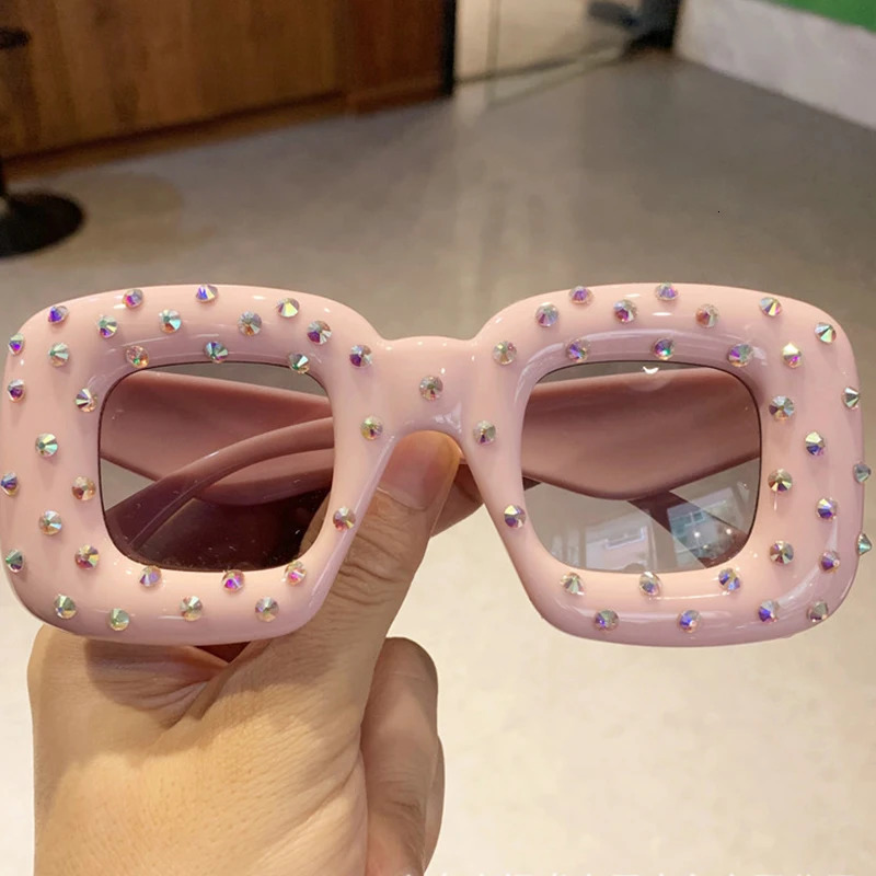 Fashion Crazy Squared Women Diamond Sunglasses Colorful Cute Party Eyewear 250218