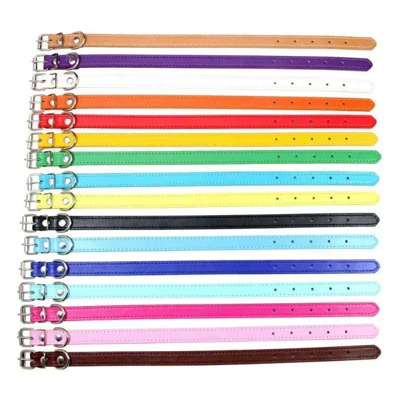 1 Piece Dog Collars Adjustable Color Pet Collars PU Leather Neck Strap Cat Collars Soft Pet Supplies for Dogs W250219