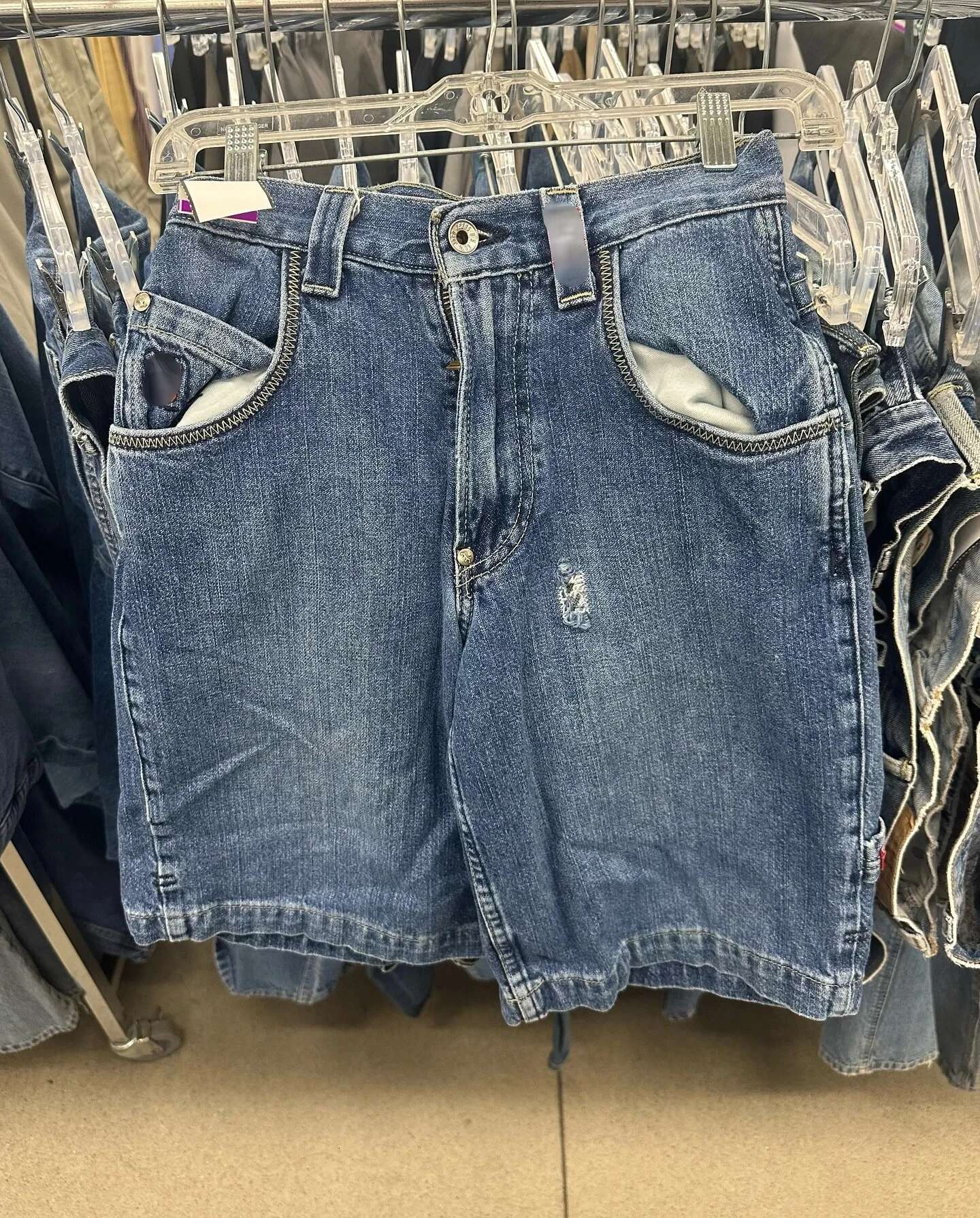 2000s Style Chinese Loong Hip Hop Denim Summer New Designer Loose Denim Shorts Gothic Jorts Y2k Retro Blue Men's Wide Leg Workwear Shorts