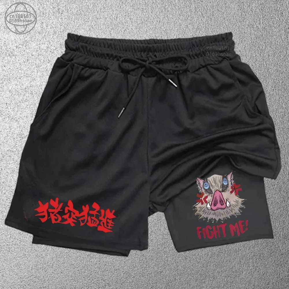 Fashionable printed sports shorts mens fitness 2-in-1 shorts double-layer beach shorts outdoor training running shorts S-2XL W250219