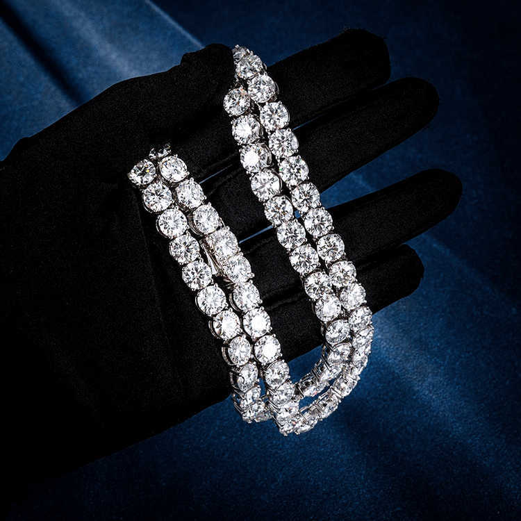 Luster Jewelry Open Box Clasp Iced Out 8mm D Color Round Moissanite Tennis Bracelet Silver 925 for Man