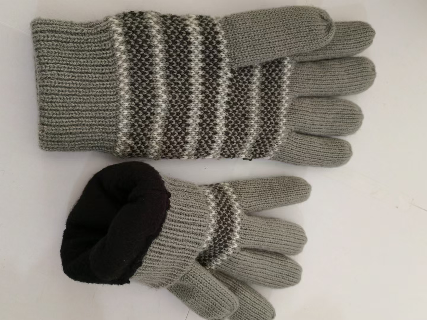 Men's and women's winter padded lining jacquard warm acrylic knitted gloves XYS007