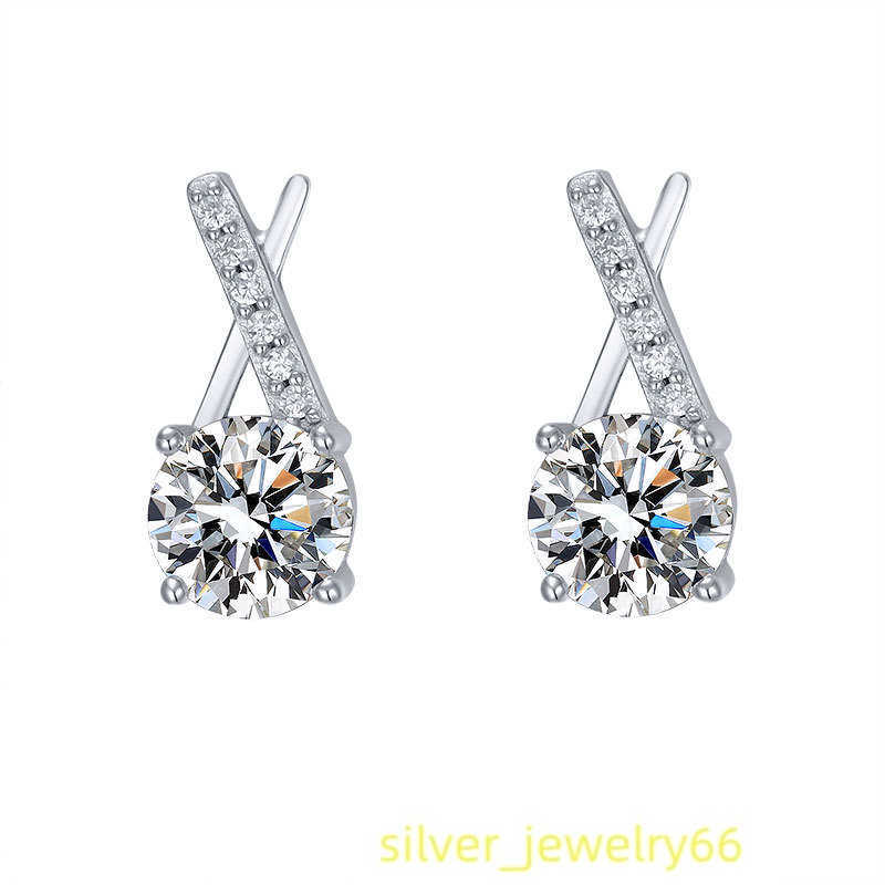 Luster Advanced Trendy Style 1carat D White Moissanite 925 Sterling Silver Gemston Jewelry Women Earrings