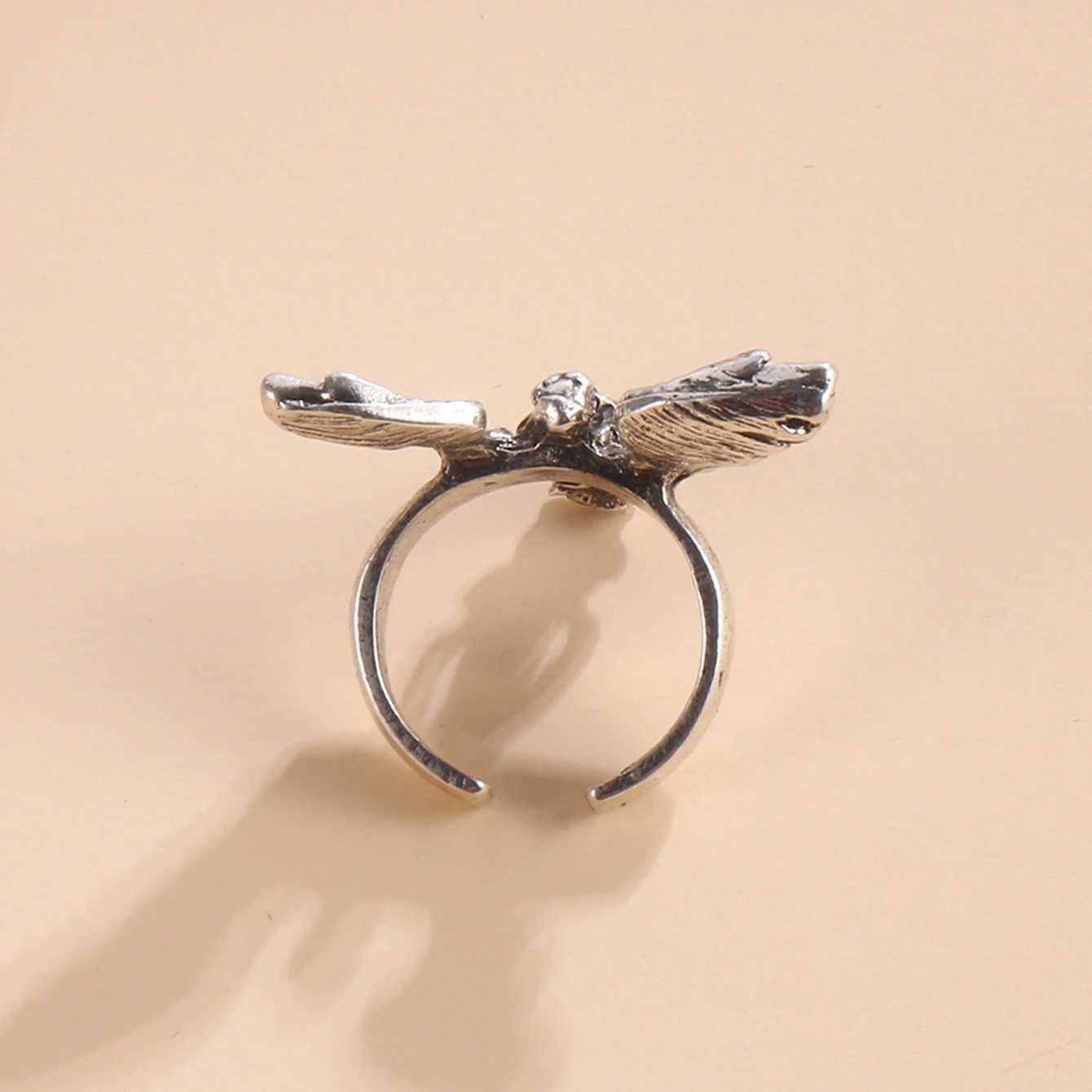 Vintage Angel Wings Rings for Men Women Antique Silver Color Opening Adjustable Natural Design Ring Jewelry GiftXJ250219