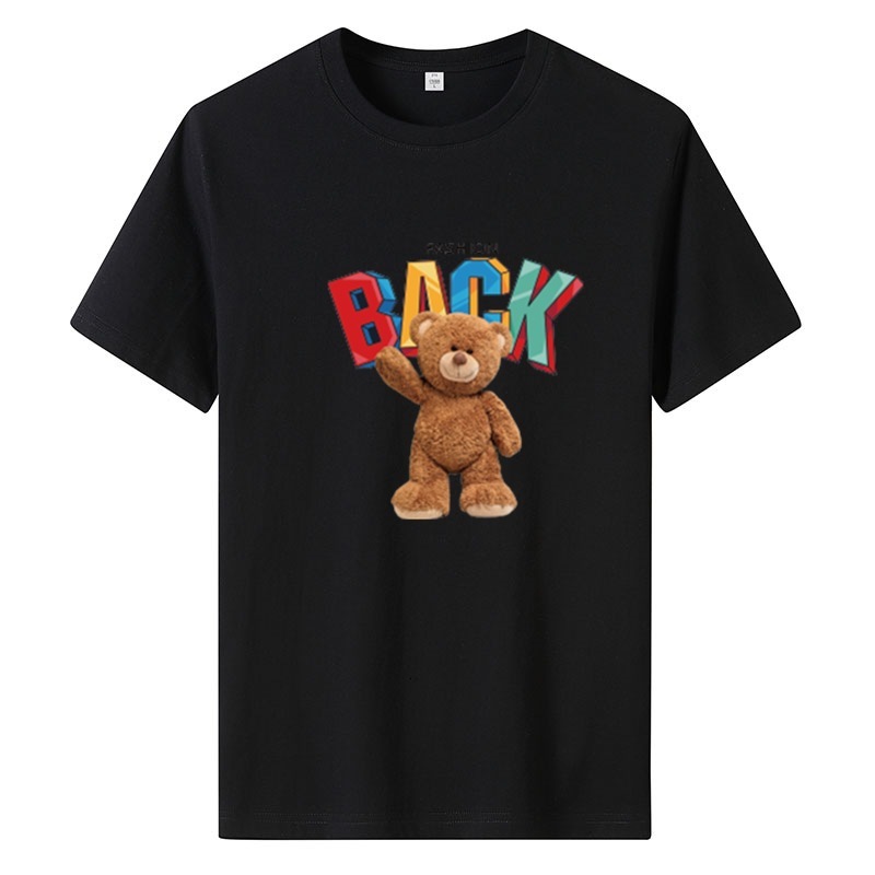 Short Men's Designer T-shirt American Fashion Street Trend T-shirt, Summer New Cotton Half Sleeved Letter Teddy Bear Personalized Print Oversized