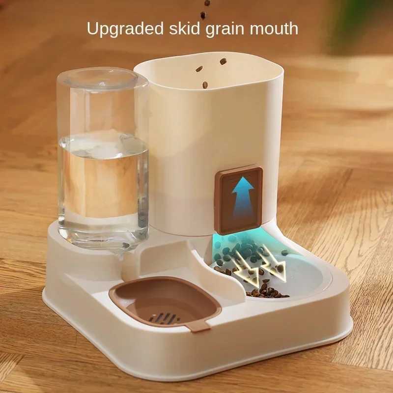 Dog Feeders New automatic feeder for cat and dog food bowl with water fountain dry wet separation pet dog cat food storage dispenser container H250218