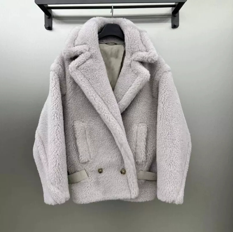 Coat Winter Fur Real Wool Alpaca Teddy Bear Coat Women Thick Fur Jacket Short Outerwear Lady Streetwear S3595 2