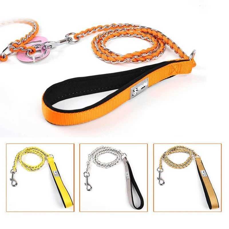 Anti bite breakage Pet dog chain Walking Dog Leash With Continuous Bite Resistance P-Chain P-Shaped rope Collar Pet Dog SupplieXJ250218