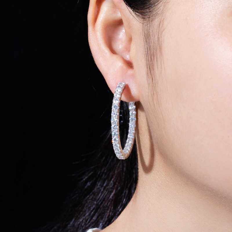 Luster Jewelry 5.6CTW Hoop Huggies Earring 925 Sterling Silver GRA Certified VVS Moissanite Earring