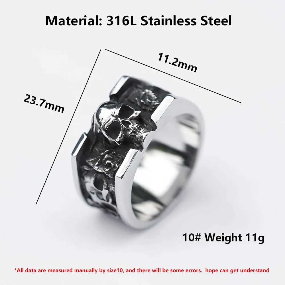 NEW Mens 316L stainless steel rings Vintage SKULL RING for teens punk fashion Jewelry Gift free shippingXJ250219