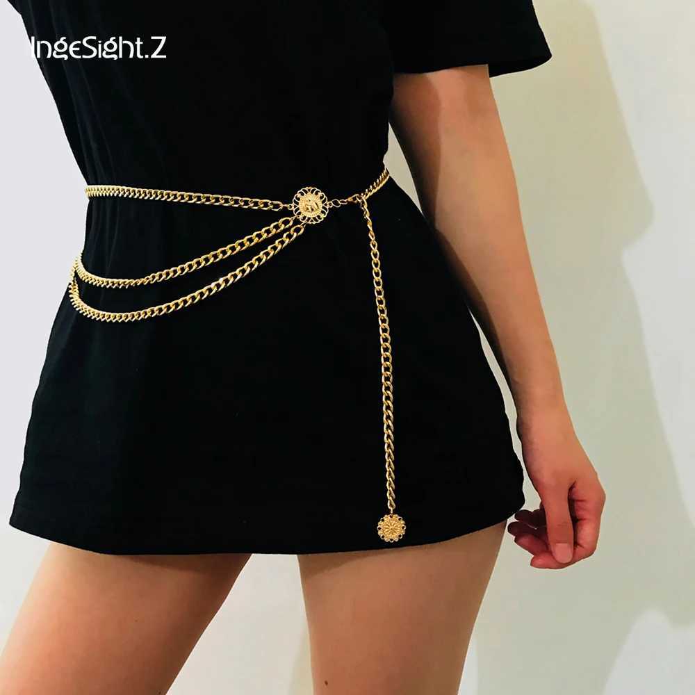 IngeSight. Z Bohemian Retro Style Multilayer Alloy Waist Chain Bo Chain for Women Round Pendant Belly Chain Waist Chain Jewelry W250218