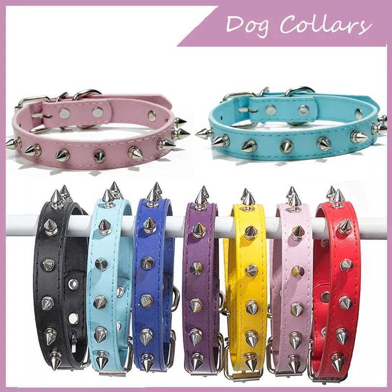 Leather Dog Cat Collar Spiked Studded Puppy Pet Necklace For Small Medium Large Dogs Cats Neck Strap Pet Collars Dog AccessoriesXJ250218