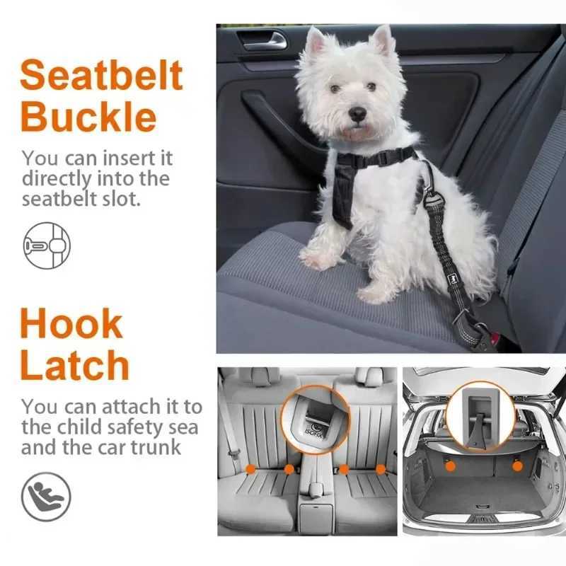 Pet Dog Cat Car Seat Belt Harness Vehicle Adjustable Safety Lead Retractable Leash Traction Rope for Dogs Travel Pet SuppliesXJ250218