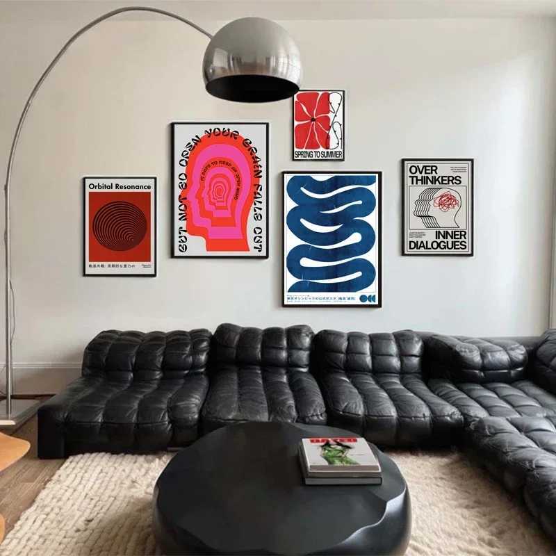 Modern Abstract Open Your Mind Blue Waves Wall Art Posters Vintage Japanese Print Canvas Painting For Living Ro He Decor Y250218