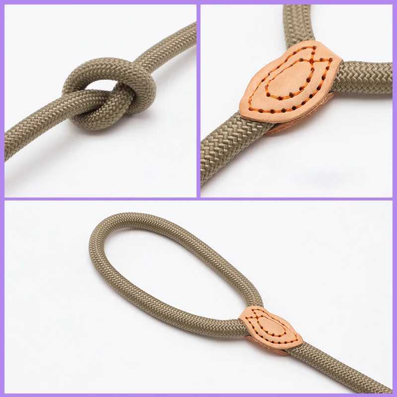 Dog Leash Slip Rope Lead Leash Heavy Duty Braided Rope Adjustable Loop Collar Training Leashes for Small Medium DogsXJ250218