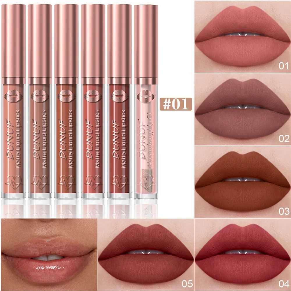 DUNUF 6-piece matte waterproof long gloss lipstick liquid long gloss non stick matte lipstickW250219