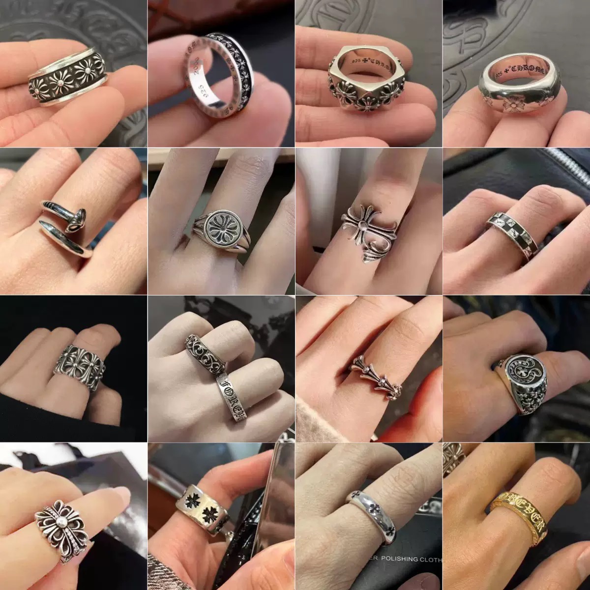 Designer Crossers Rings S925 Silver Plated Hip Hop Rock Band Ring for Men and Women High quality Vintage Cross Open Thai Silver Chromers Ring Jewelry gift