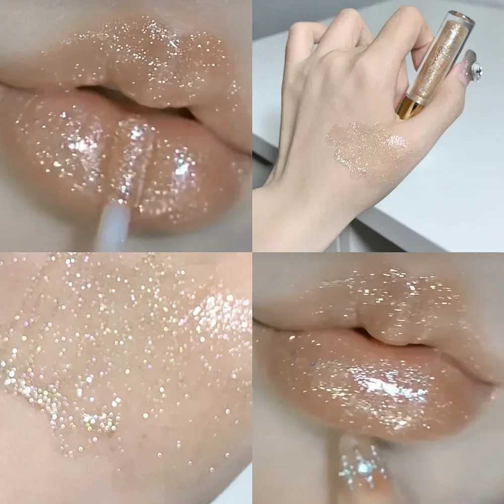 Glitter Liquid Lipstick Shimmer Metallic Clear Mirror Lip Gloss Plumping Oil Moisture Shine Lip Tint Sparkling Diamond Lip OilW250219