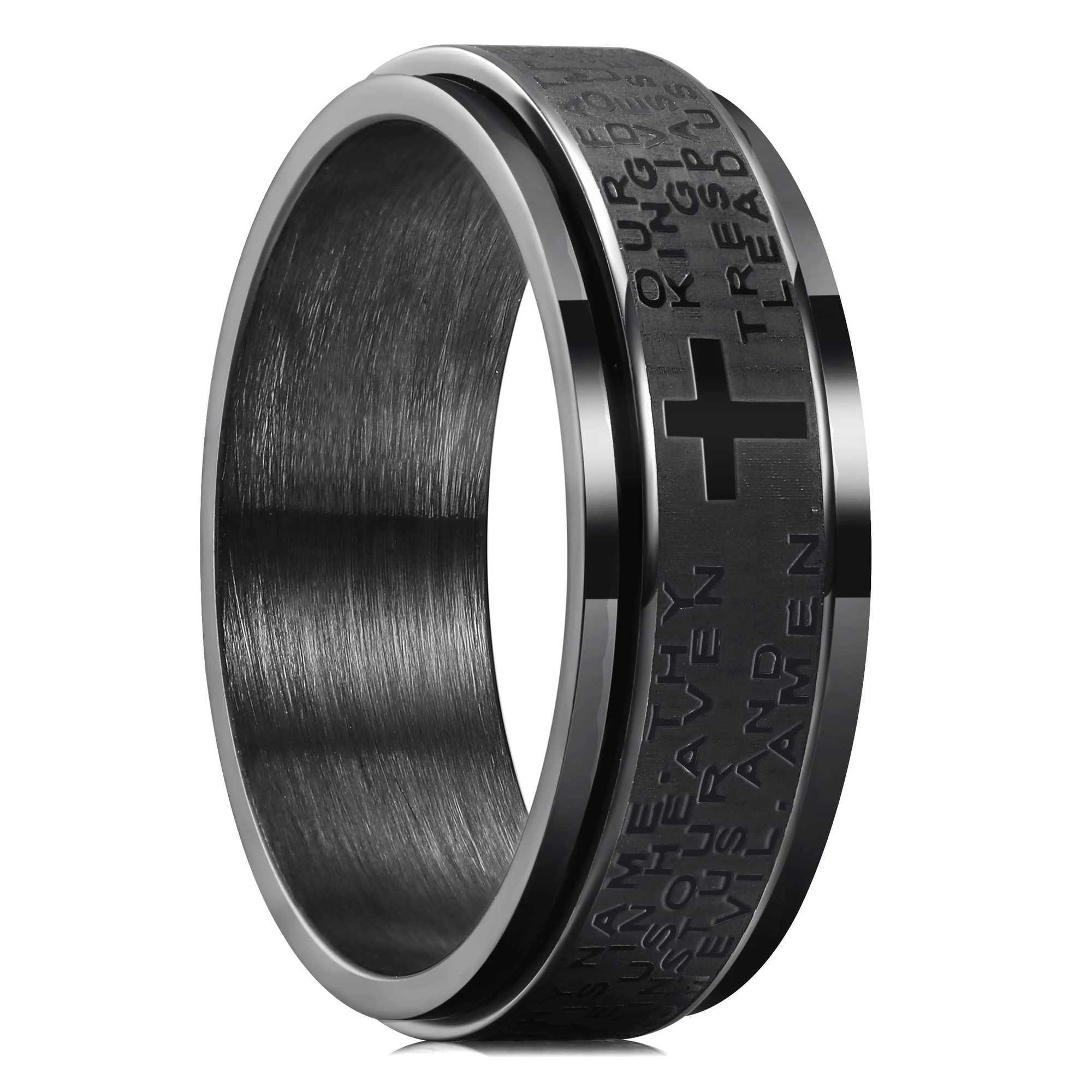 Stainless Steel Anxiety Rings For Men Women Christian Cross Religious Spinner Chain Rings Anti Stress Retro Amulet JewelryXJ250219