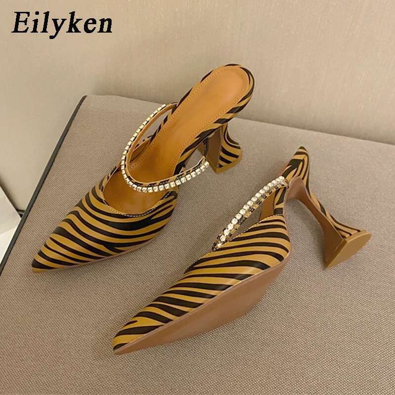 2025 New Zebra Women Pumps Fashion Crystal Sgback High Heels Party Strange Style Wedding Bride Shoes Size 35-41