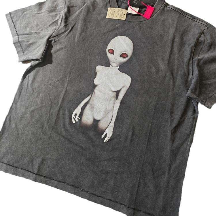 Saint Michael cracked strawberry washed vintage loose VTG short sleeved T-shirt for men and women