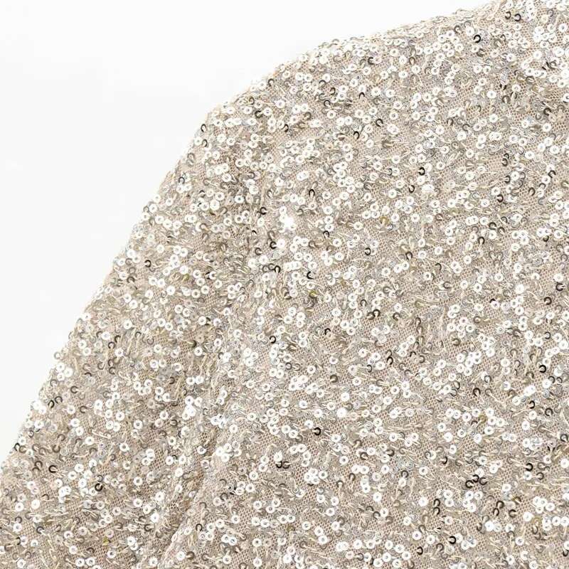 Autumn Sequined Long Sleeve Top Shirts & Blouses O-Neck Glitter Shirt Pretty And Elegant Women's Blouse