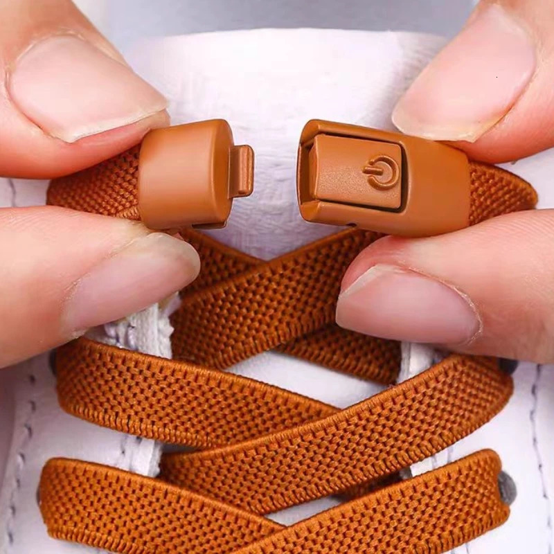Without Ties Elastic Laces No Tie Shoe Press Lock Shoelaces Sneaker Kids Adult 8MM Widened Flat Shoelace for Shoes 250219