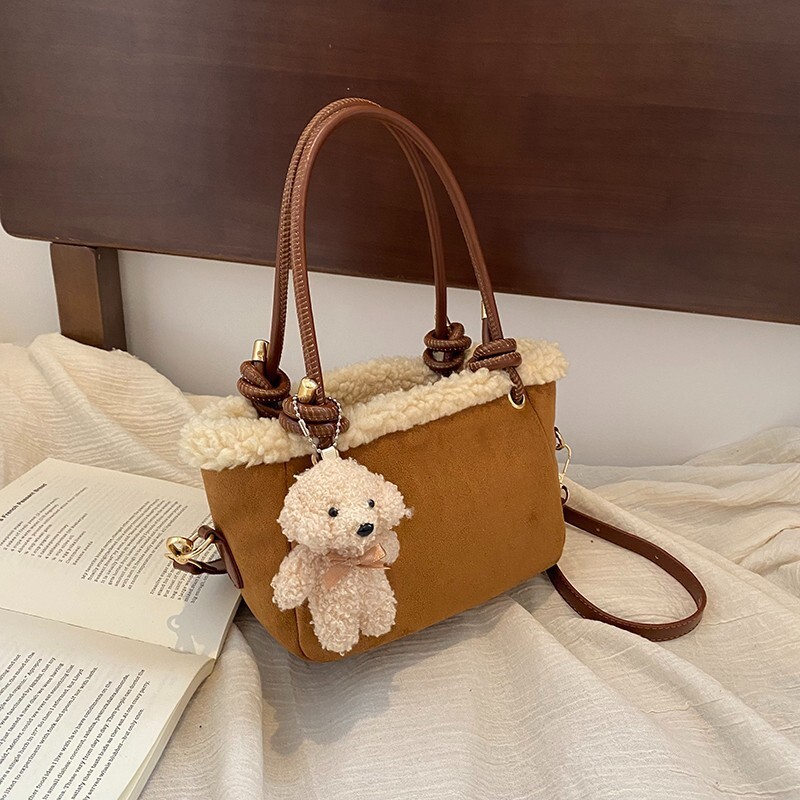 Suede handbag women in autumn and winter 2025, new plush crossbody for leisure, popular bucket bag this year #swissmilitary