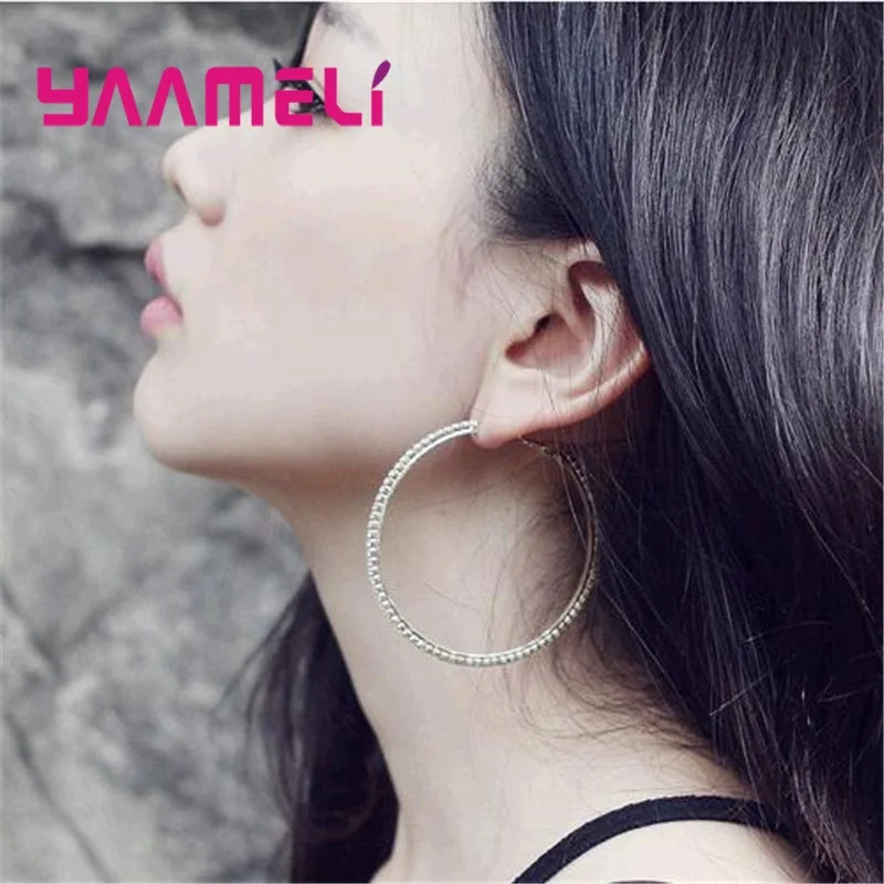 4pair Mix Fashion Women Hoop Earrings 925 Sterling Silver Austrian Crystal Cubic Zircon Circle Ear Brinco Pendientes 30-80mm250214