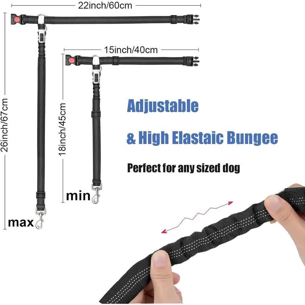 2-in-1 Dog Car Seatbelt Headrest Restraint Adjustable Reflective Pet Safety Seat Belt Clip Buckle Tether Large Medium Small DogsXJ250218