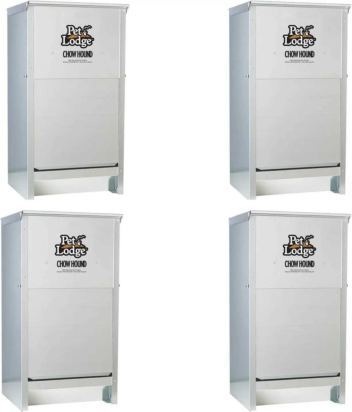 Dog Feeders Chow Hound 25 Pound Capacity Indoor and Outdoor Automatic Heavy Gauge Steel Dry Food Dog Feeder with Magnetized Door (4 Pack) H250218