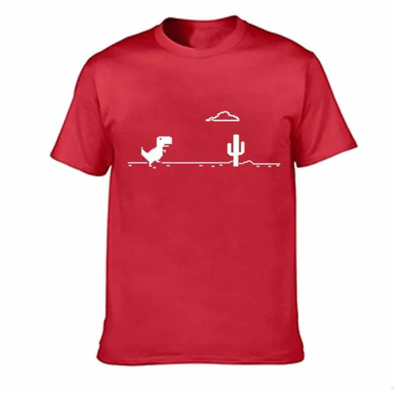 Mosaic Game Cactus Little Dinosaur Prints Men T-Shirts Creativity Street Funny Short Sleeve Casual All-math Mans Clothing 250217
