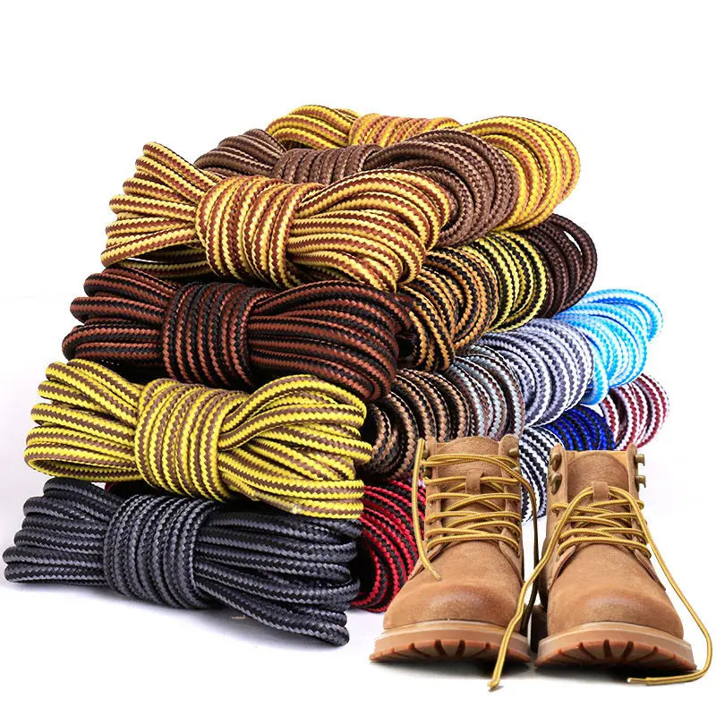 1 Pair Round Shoelaces Martin Boots Shoe Laces Striped Double Color Apply to High Gang Casual Shoes Cotton Shoelace 18 Colors 250219