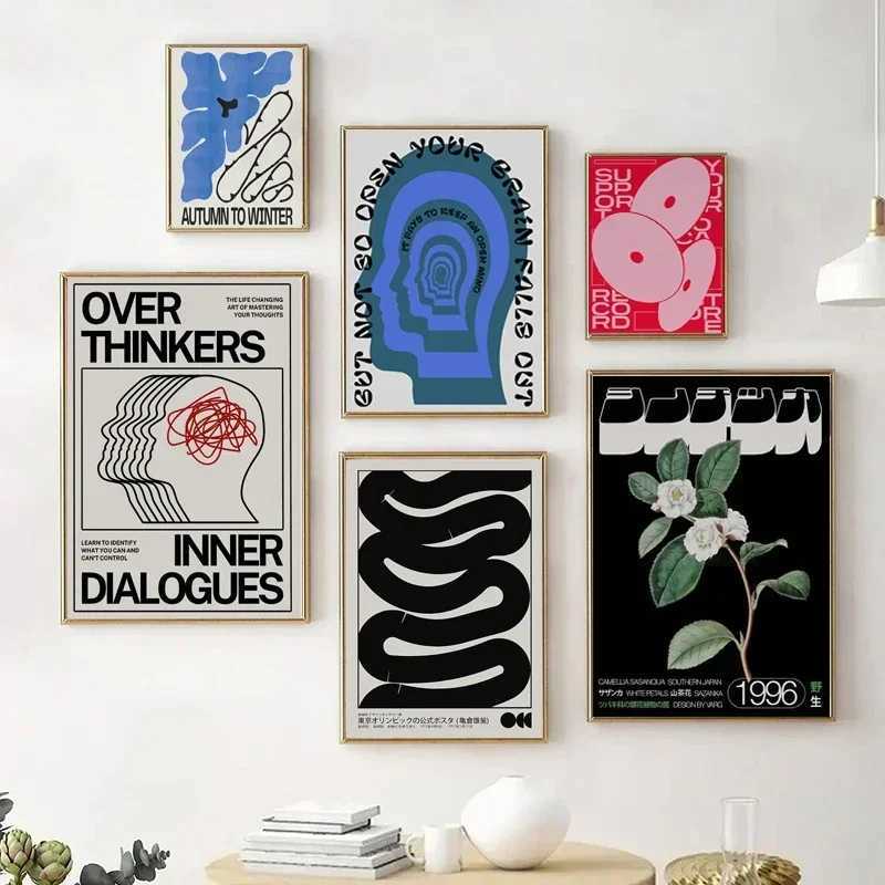 Modern Abstract Open Your Mind Blue Waves Wall Art Posters Vintage Japanese Print Canvas Painting For Living Ro He Decor Y250218