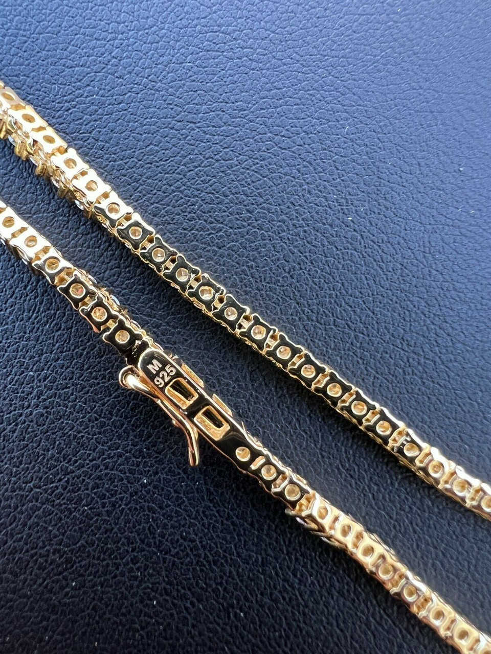 Luster Jewelry Hiphop Bling Sterling Silver 925 Gold Plated Moissanite Diamond 2mm Tennis Necklace for Men