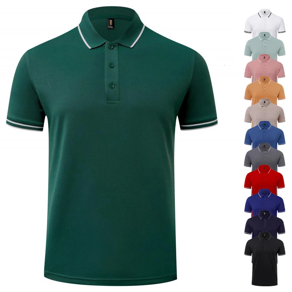 High quality business striped polo Tshirt mens bulk wholesale fashion comfortable color collar chemical 250219
