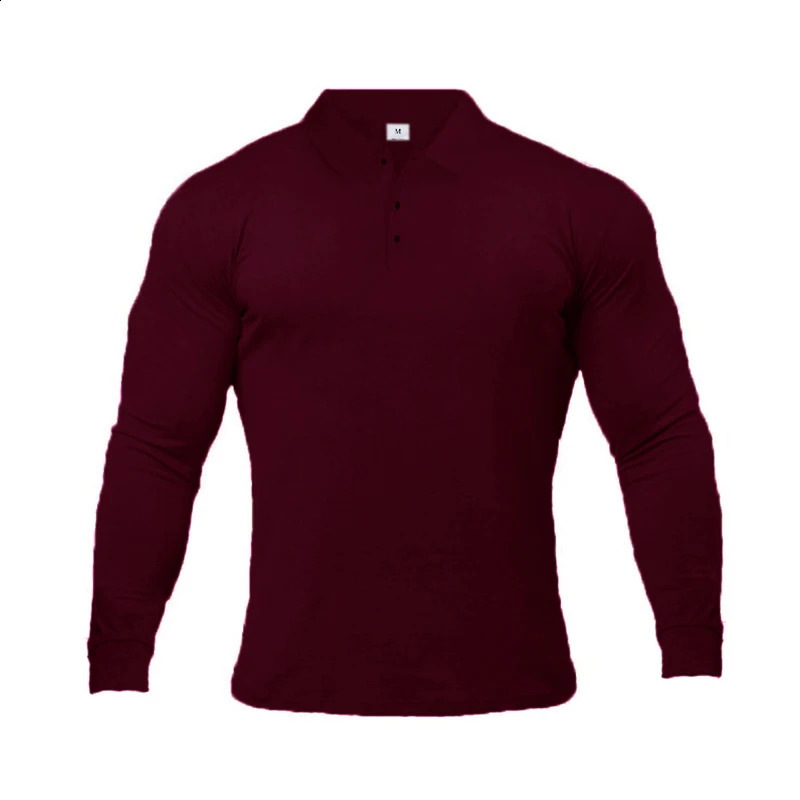 Autumn Men Polo Shirt Fashion Clothing Stretch Cotton Business Long Sleeve Breathable 250213