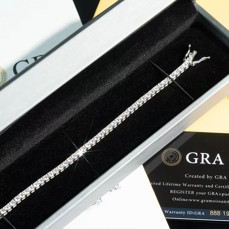 Goldleaf Hot Sale Sterg Sier Bracelet Tennis Necklace 3-5mm D VVS Moissanite Chain