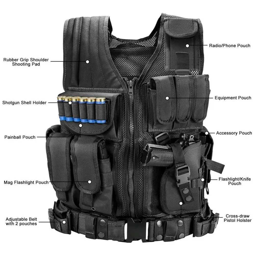 Hunting Security Clothes Swat Tactical Vest Swat Jacket Chest Rig Multi-Pocket SWAT Army CS Hunting Vest Camping AccessoriesXJ250219