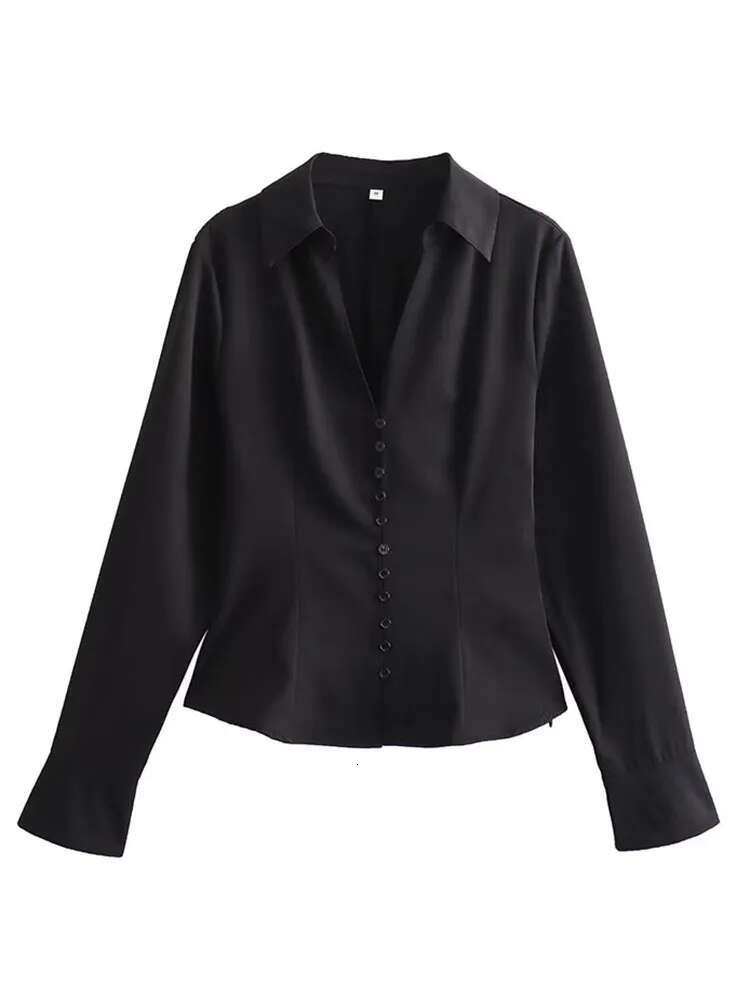 Casual Women Loose V Neck Lapel Single Breasted Slim Wasit Shirt Female Spring Long Sleeves Solid Soft Shirts Lady
