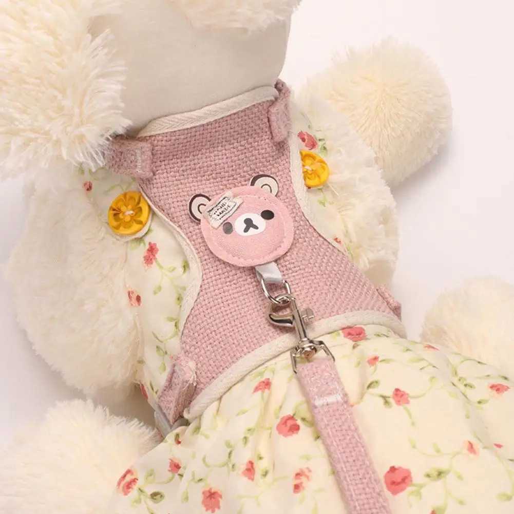 Lovely Small Pet Vest Chest Strap Dog Leash Traction Rope Walking Dog Cat Bunny Vest Harness Poodle Collar Leash Dog AccessoriesXJ250218