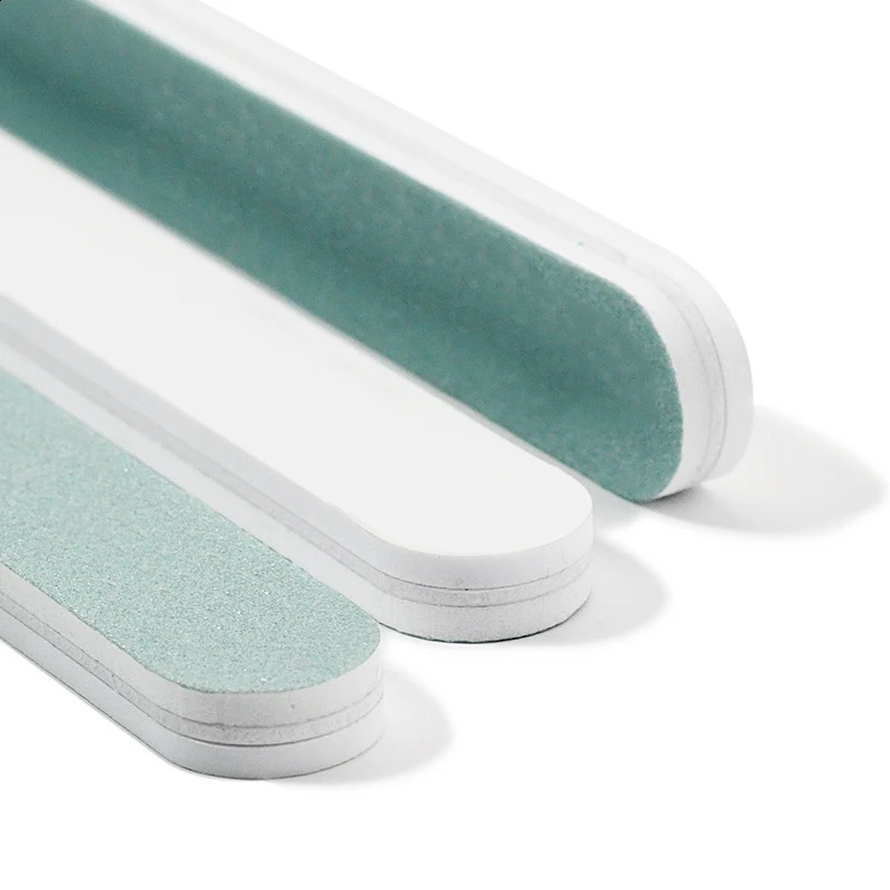 50/100 Pcs/Lot Nail Buffer Polishing Strip Green/White Sanding 600/3000 Sponge Manicure Tools Washable Buffing Blocks for Nails 250214