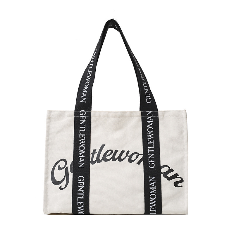 Thai niche Gentle Woman canvas women's 2025 letter printed tote bag, large capacity shoulder bag #swissmilitary