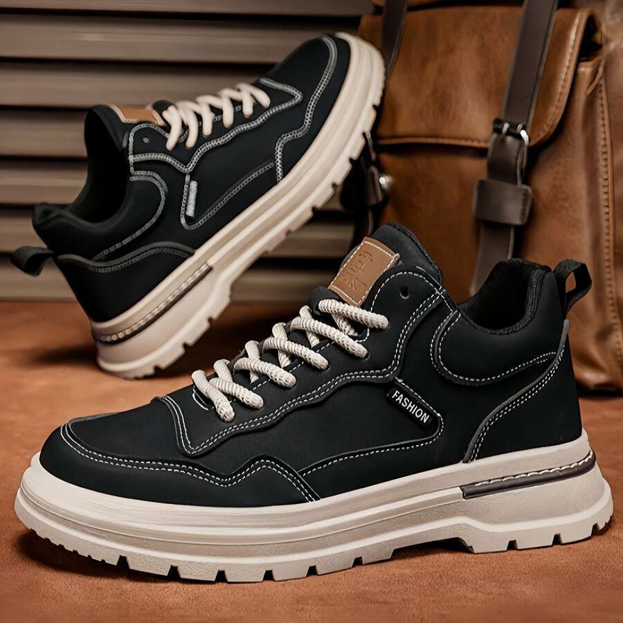 Large low trendy versatile Briti sh st yle work m en's la rge hiking high cut casual shoes canvas short boots