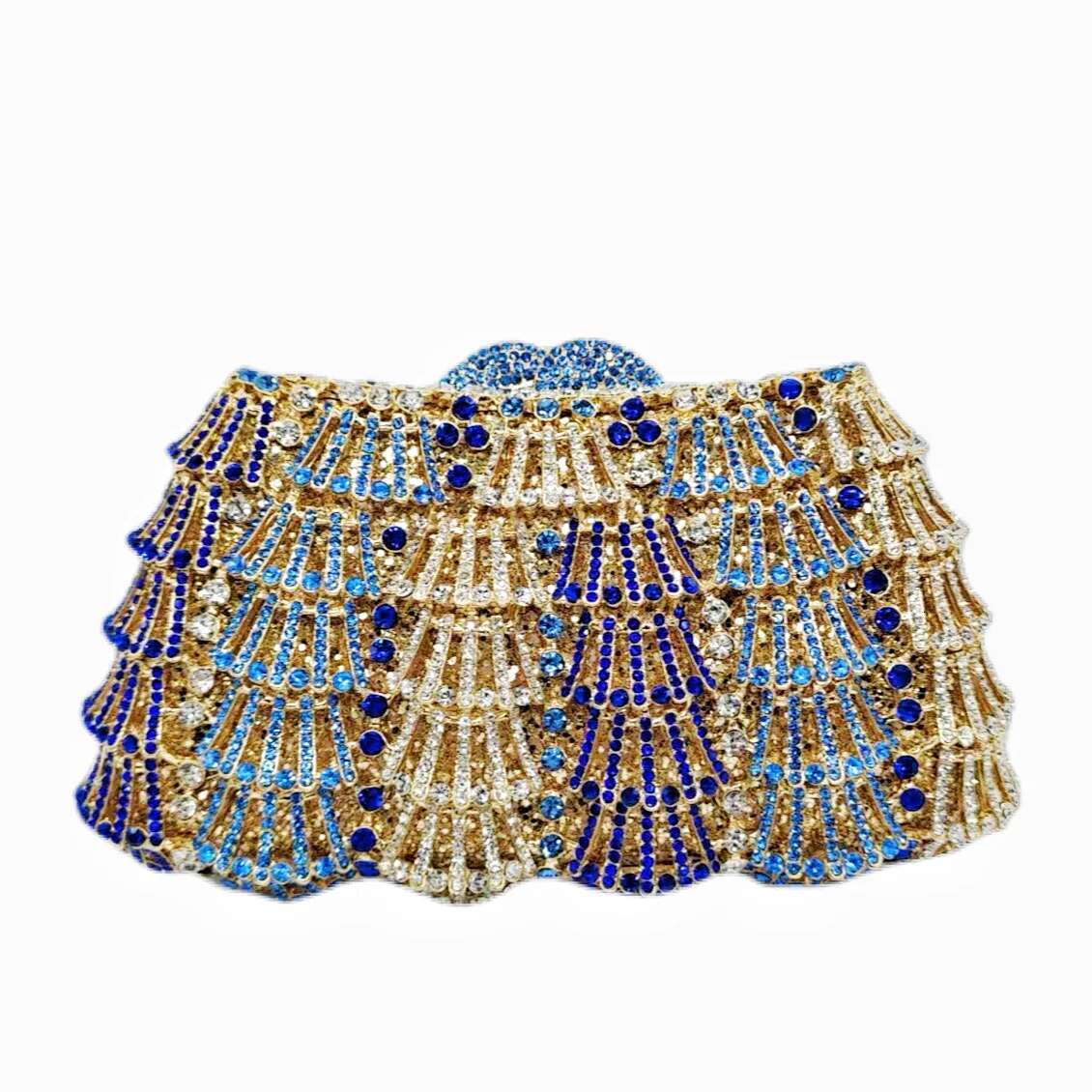 XIYUAN Women Crystal Clutch Evening Bags Wedding Party Rhie Handbags Bridal Purse Female Designer Hollow Clutches