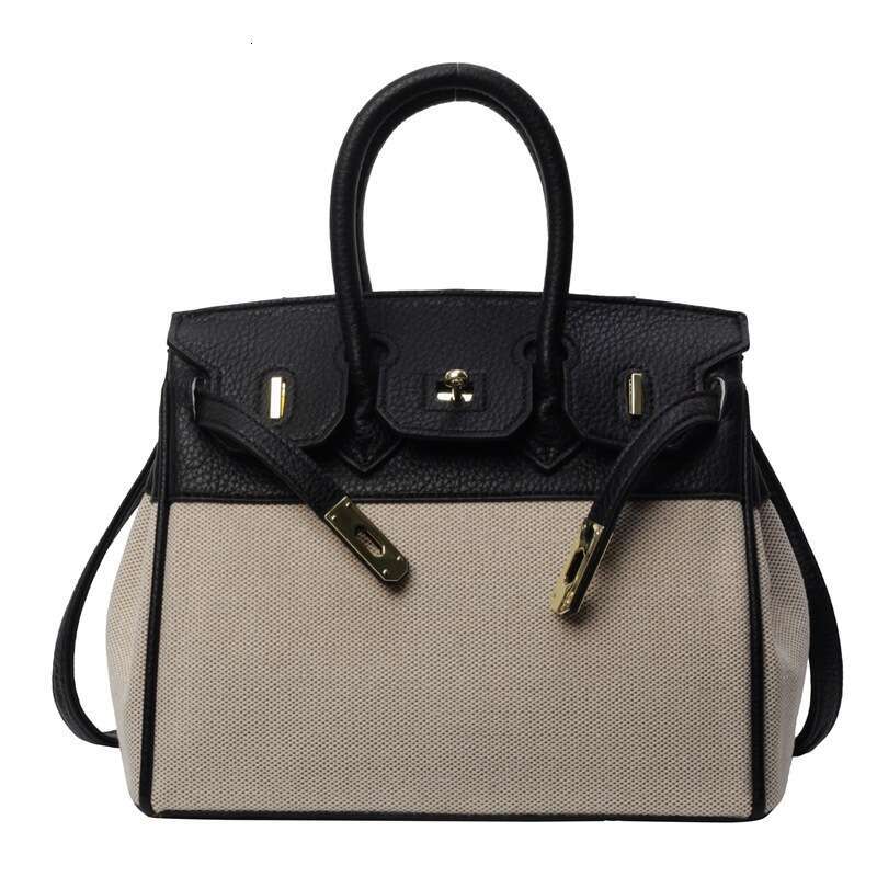 Women Shoulder Crossbody Tote Lychee Pattern Premium quality Handbag Color Contrast Fabric Large Capacity Commuting Classic Bag