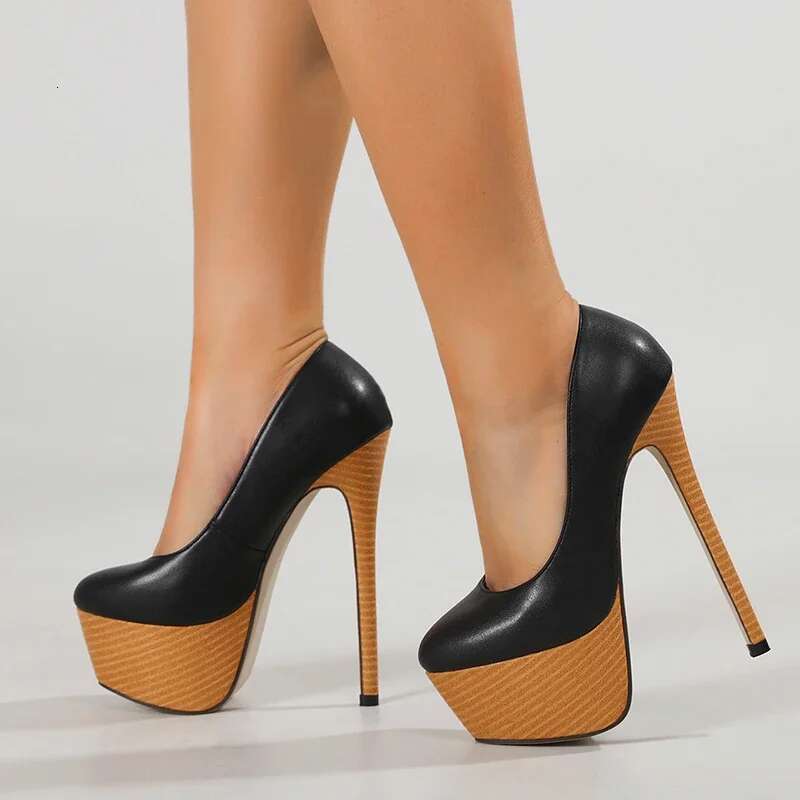 Sexy Chunky Platform Round Toe Women Pumps Fashion Shallow Extreme Stiletto High Heels Banquet Prom Ladies Shoes
