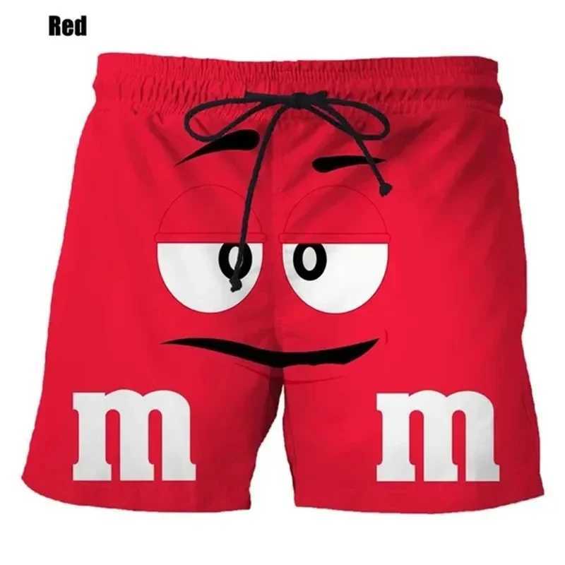 Interesting M M Chocolate Bean Beach Shorts for Men 3D Printed M M Board Shorts Summer Quick drying Sports Shorts W250219
