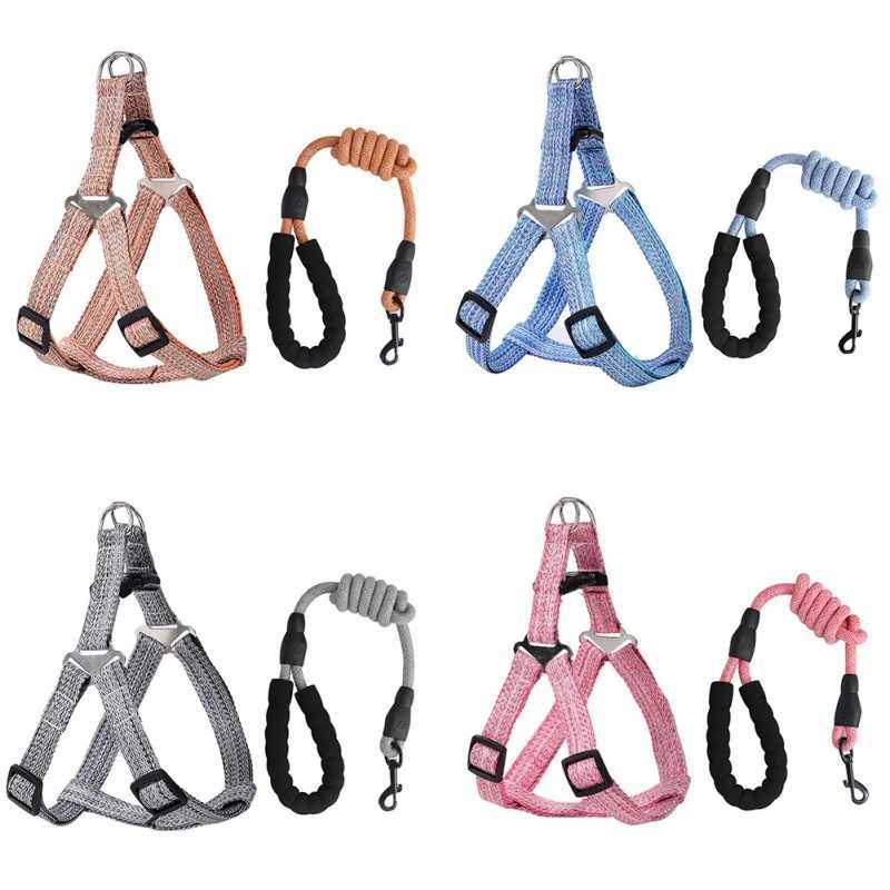 Nylon Pet Dog Harness No Pull Adjustable Dog Leash Vest Classic Running Leash Strap Belt for Small and Medium Large DogsXJ250218